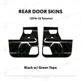TacomaForce Rear Driver/ Passenger / Black w/ Green Scheme Topo 2016-2023 3rd Gen Tacoma Door Skins – Ultimate Protection & Style