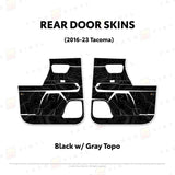 TacomaForce Rear Driver/ Passenger / Black w/ grey Scheme Topo 2016-2023 3rd Gen Tacoma Door Skins – Ultimate Protection & Style