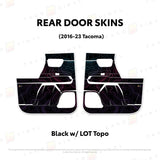 TacomaForce Rear Driver/ Passenger / Black w/ LOT Scheme Topo 2016-2023 3rd Gen Tacoma Door Skins – Ultimate Protection & Style