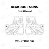 TacomaForce Rear Driver/ Passenger / White w/ Black topo 2016-2023 3rd Gen Tacoma Door Skins – Ultimate Protection & Style