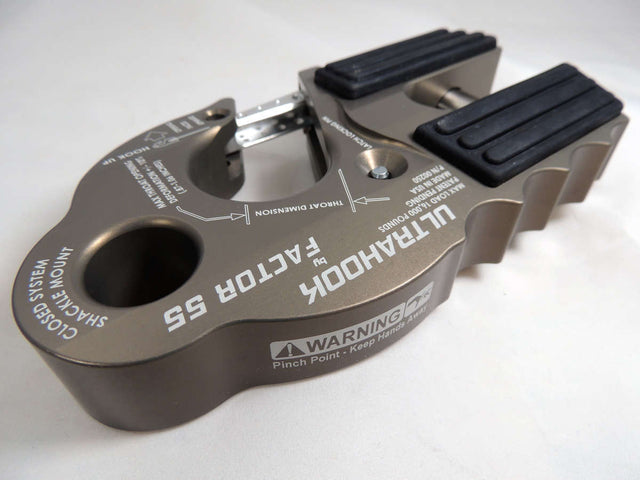 TacomaForce Winch Hook UltraHook Winch Hook W/Shackle Mount Gray Factor 55